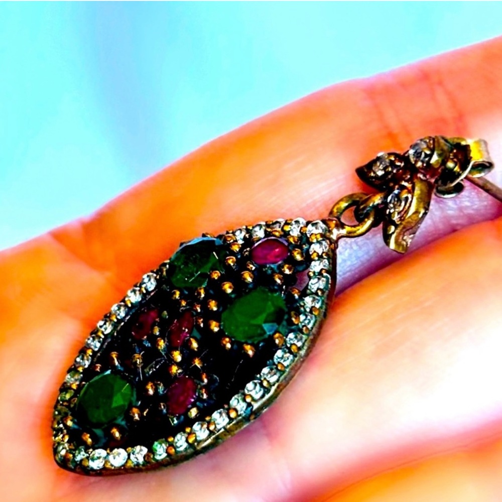 Emerald Ruby Gem Fine Art Post Single Earring Sol… - image 8